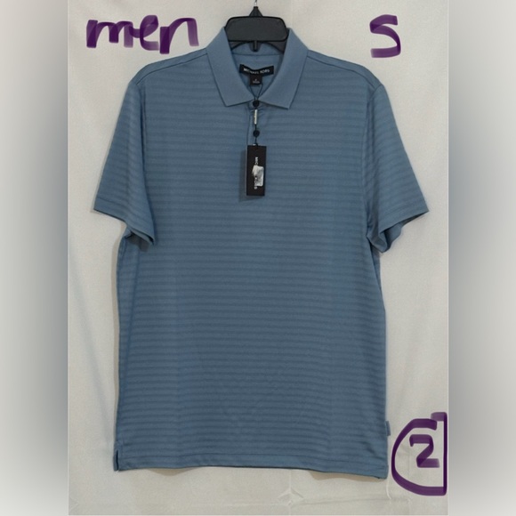 Michael Kors Men's Striped Polo in Slate Blue - Picture 1 of 2